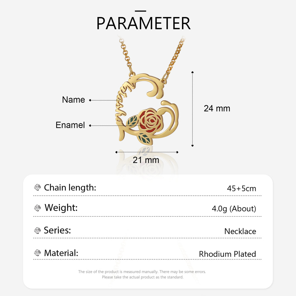 Jewelry Personalized Rose Flower Name Necklace