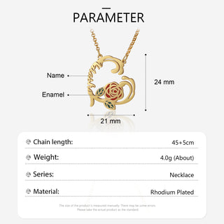 Jewelry Personalized Rose Flower Name Necklace