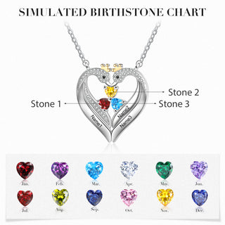 Personalized Birthstone Animal Swan Heart Shape Pendant Necklace