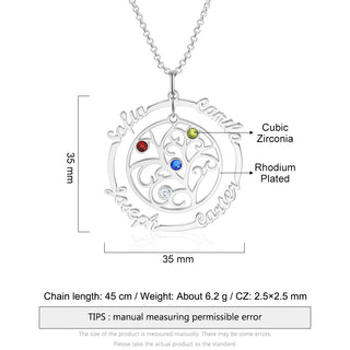 Personalized Rhodium Plated Tree of Life Name Necklace