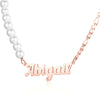 Personalized Stainless Steel Pearl Name Necklace