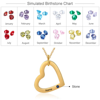 Personalized Birthstone Multiple Heart Shape Necklace