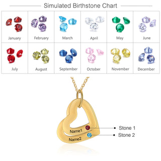 Personalized Birthstone Multiple Heart Shape Necklace