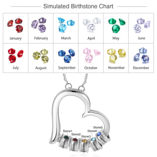 Birthstone & Engraved Rhodium plated Necklace
