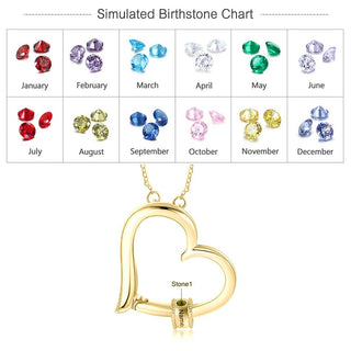 Birthstone & Engraved Rhodium plated Necklace