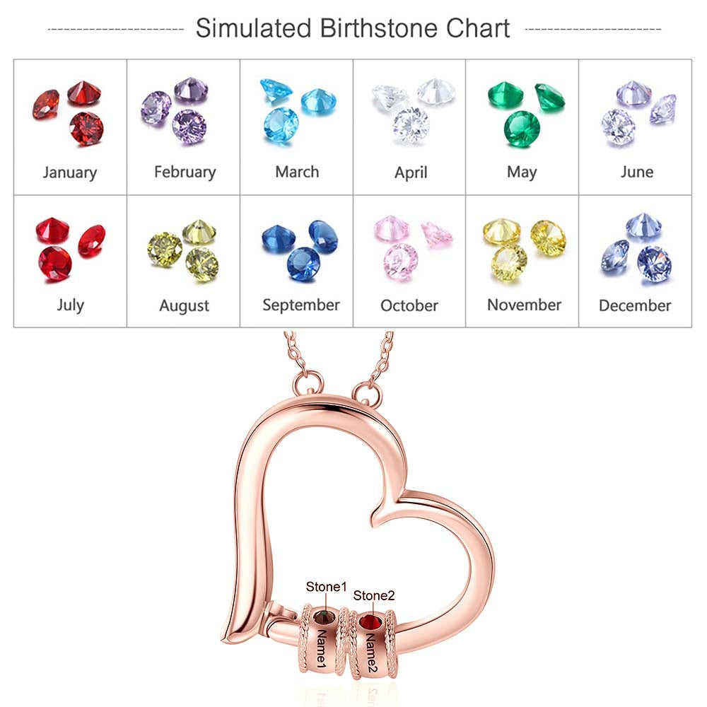 Birthstone & Engraved Rhodium plated Necklace