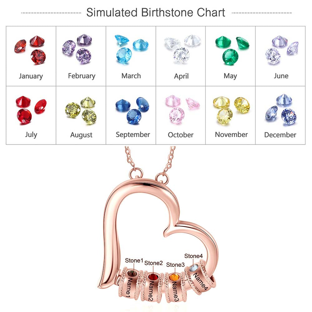 Birthstone & Engraved Rhodium plated Necklace