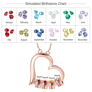 Birthstone & Engraved Rhodium plated Necklace