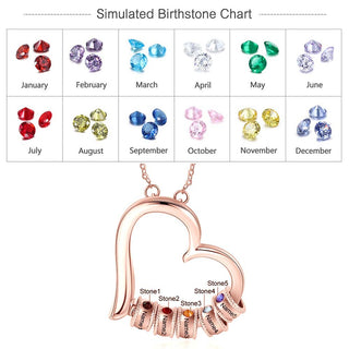Birthstone & Engraved Rhodium plated Necklace