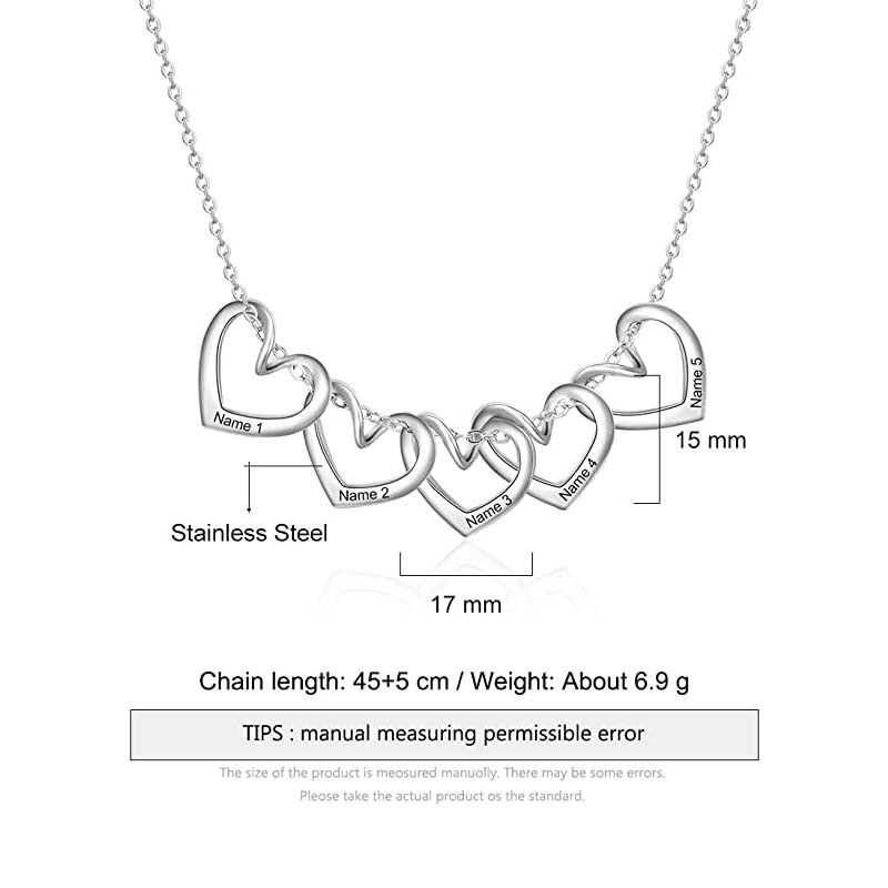 Engraving Stainless Steel Heart Shape Necklace