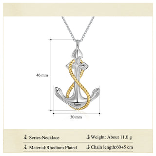 Rhodium Plated Personalized Anchor Necklace