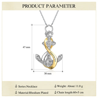 Rhodium Plated Personalized Anchor Necklace