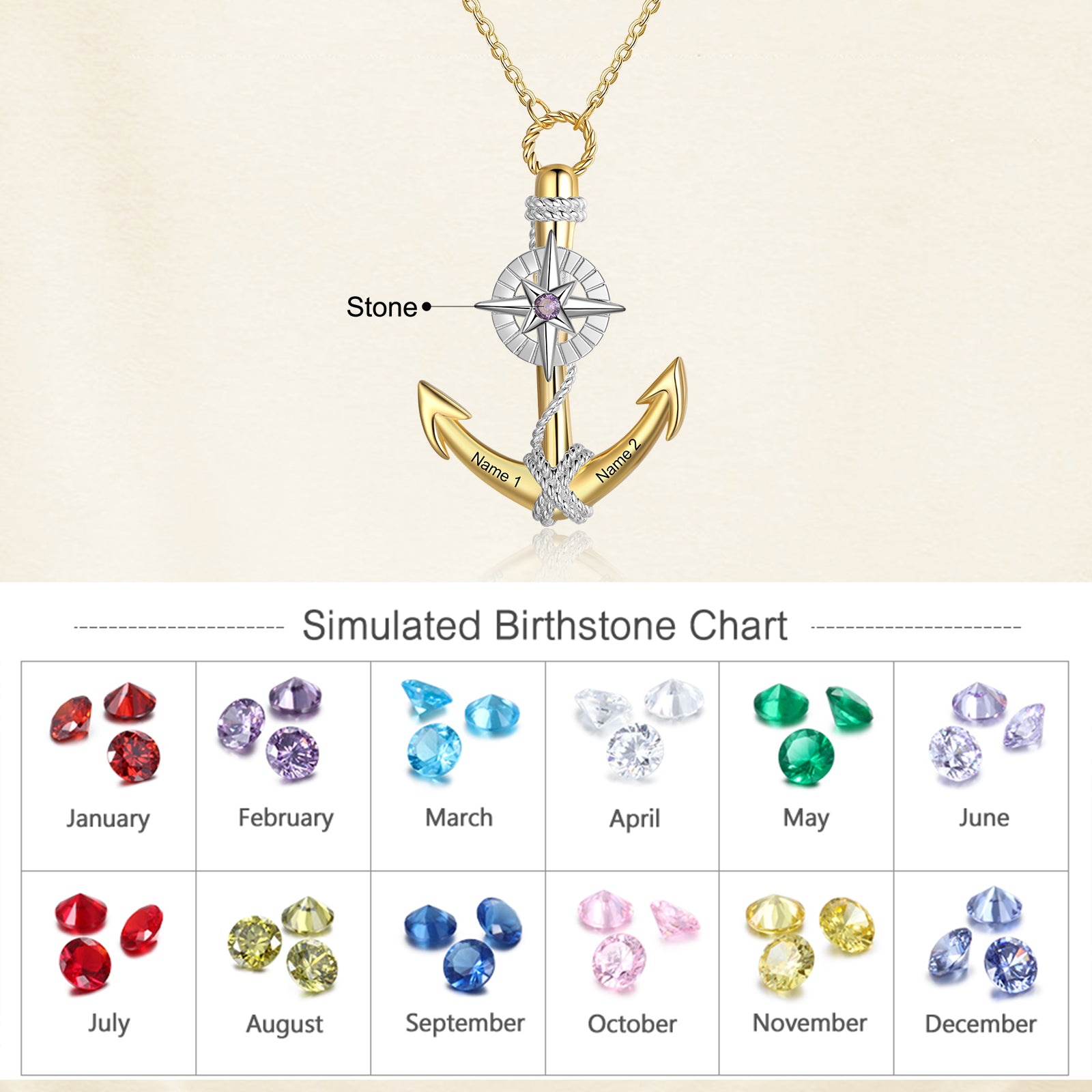 Jewelry Personalized Demon Eye Eight-pointed Star Anchor Necklace