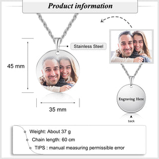 Engraving Stainless Steel Photo Necklace