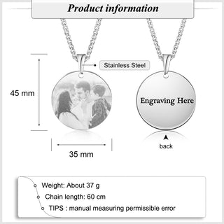 Engraving Stainless Steel Photo Necklace