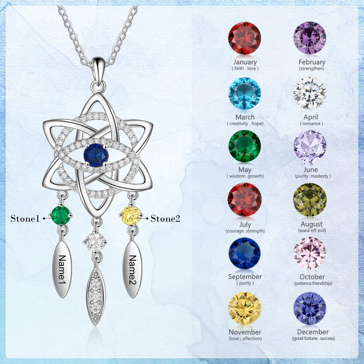 Rhodium Plated Dreamcatcher Evil Eye Necklace