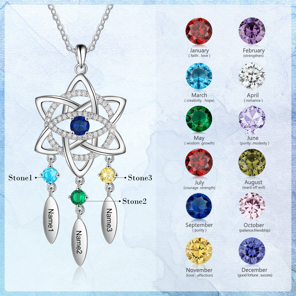 Rhodium Plated Dreamcatcher Evil Eye Necklace