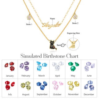 Rhodium Plated Cat Name Necklace
