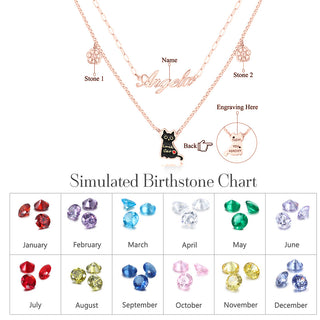Rhodium Plated Cat Name Necklace
