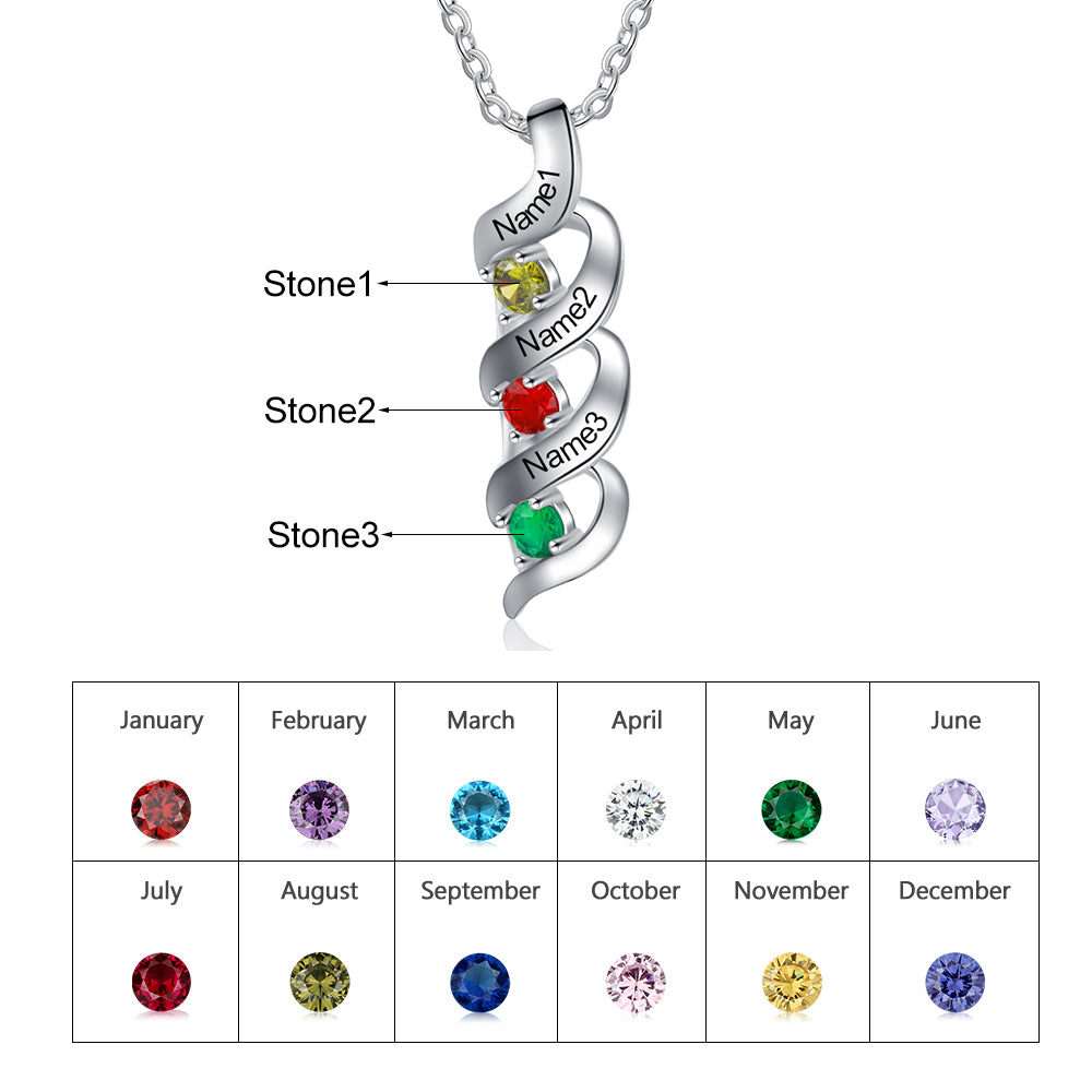 925 Sterling Silver Custom Birthstone Necklace