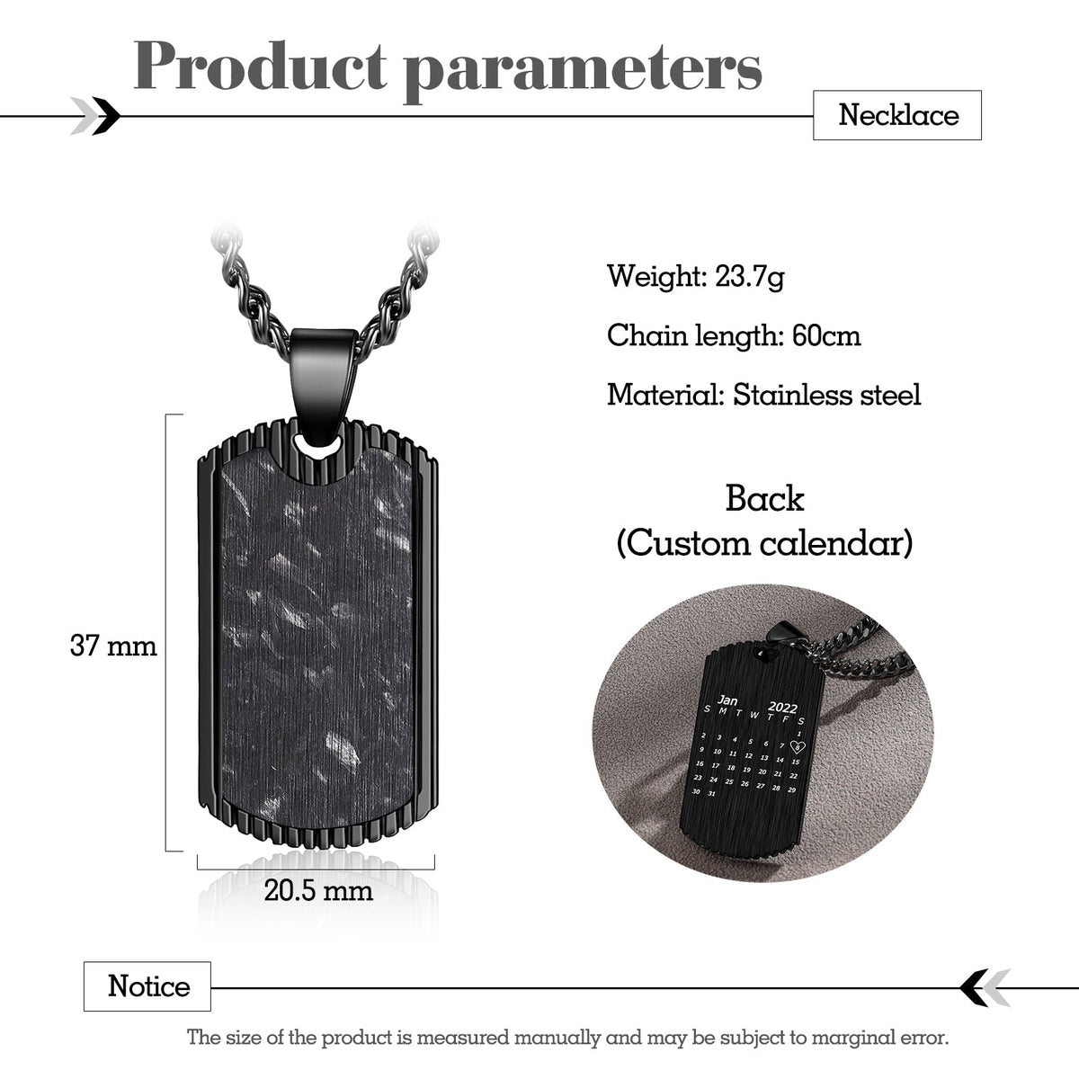 Custom Clendar Necklace