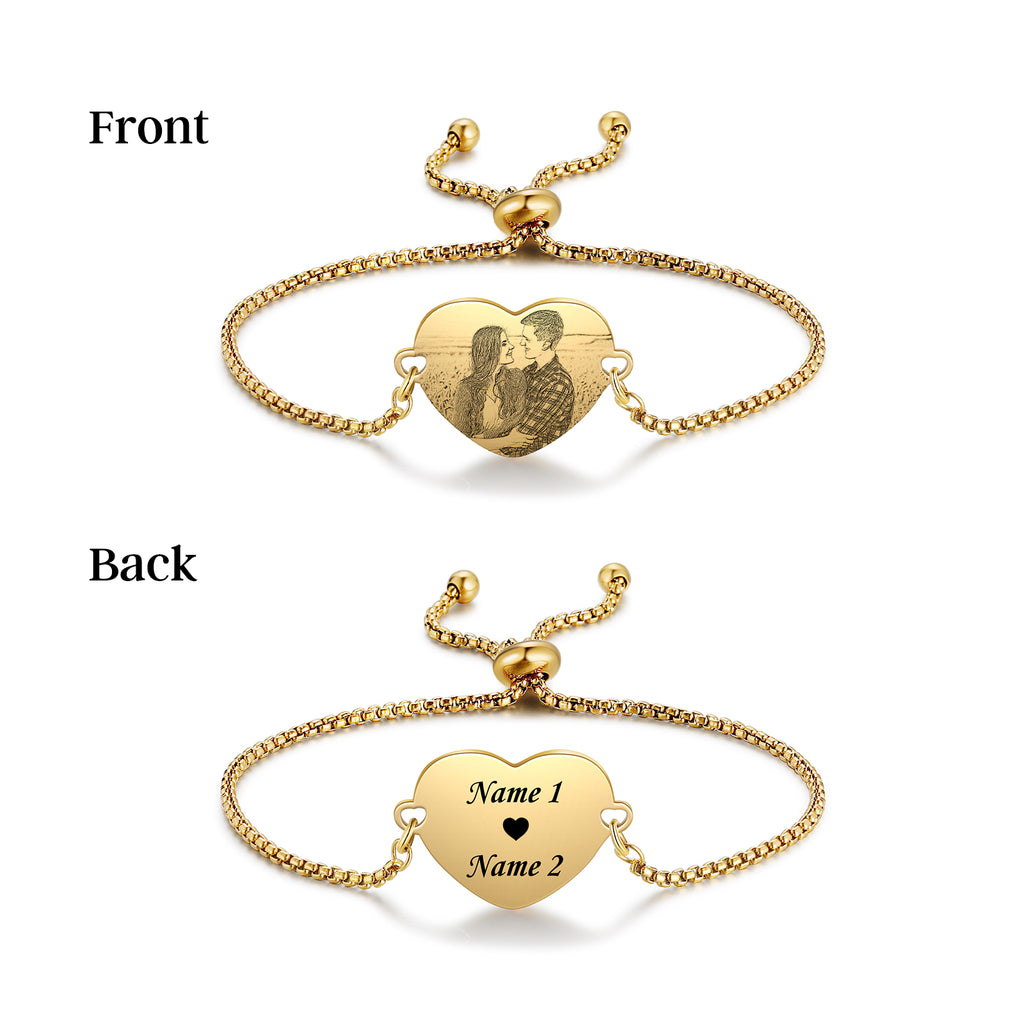 Custom Heart Shaped Photo Couple Bracelet