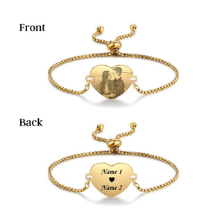 Custom Heart Shaped Photo Couple Bracelet