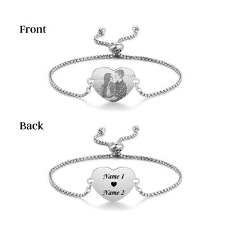 Custom Heart Shaped Photo Couple Bracelet