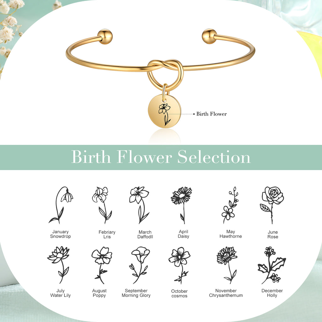 Custom Birthflower Bnagle Bracelet