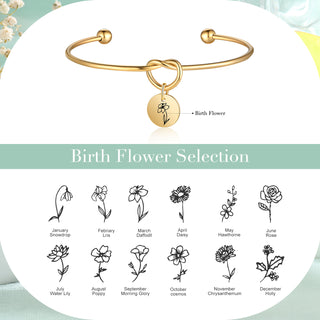 Custom Birthflower Bnagle Bracelet
