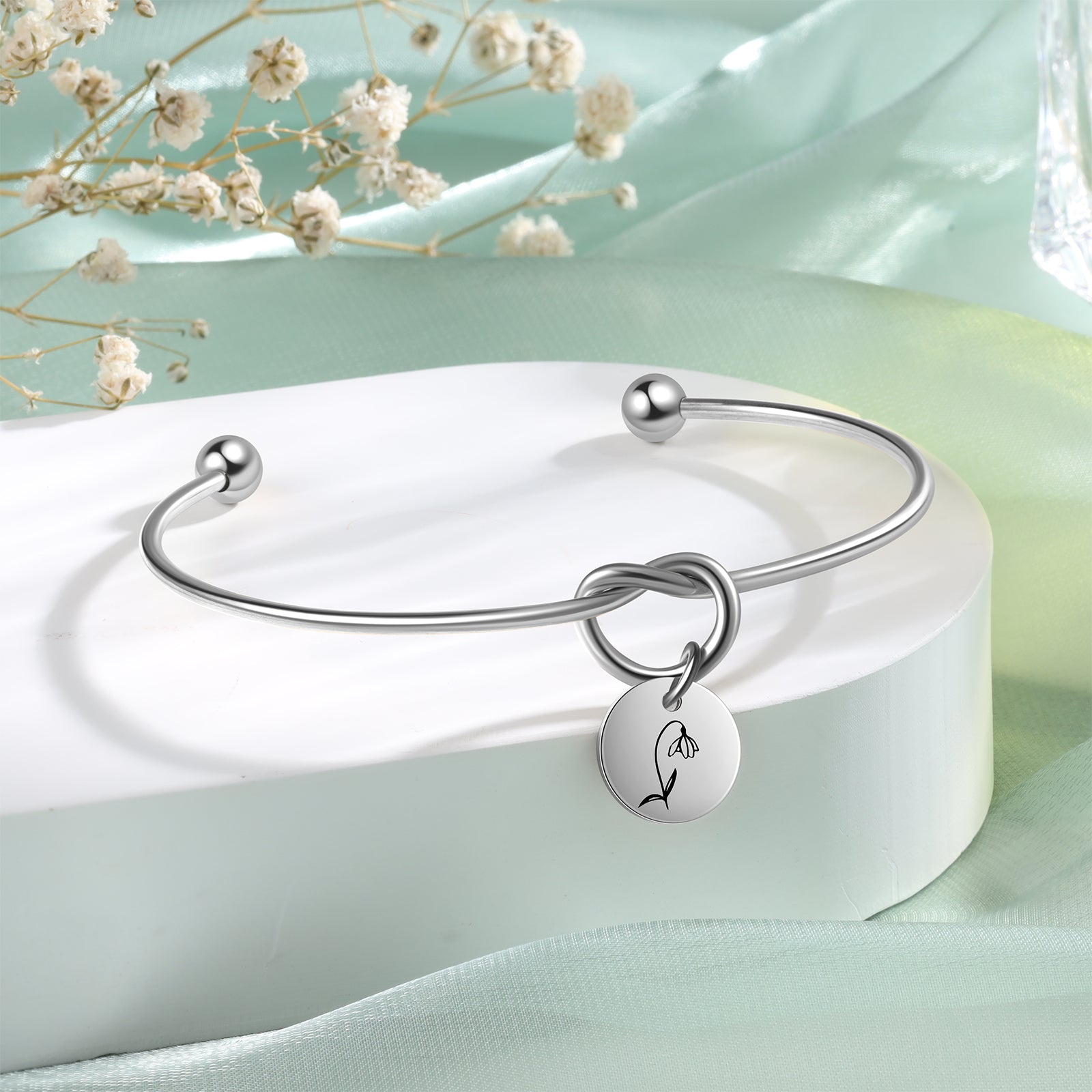 Custom Birthflower Bnagle Bracelet