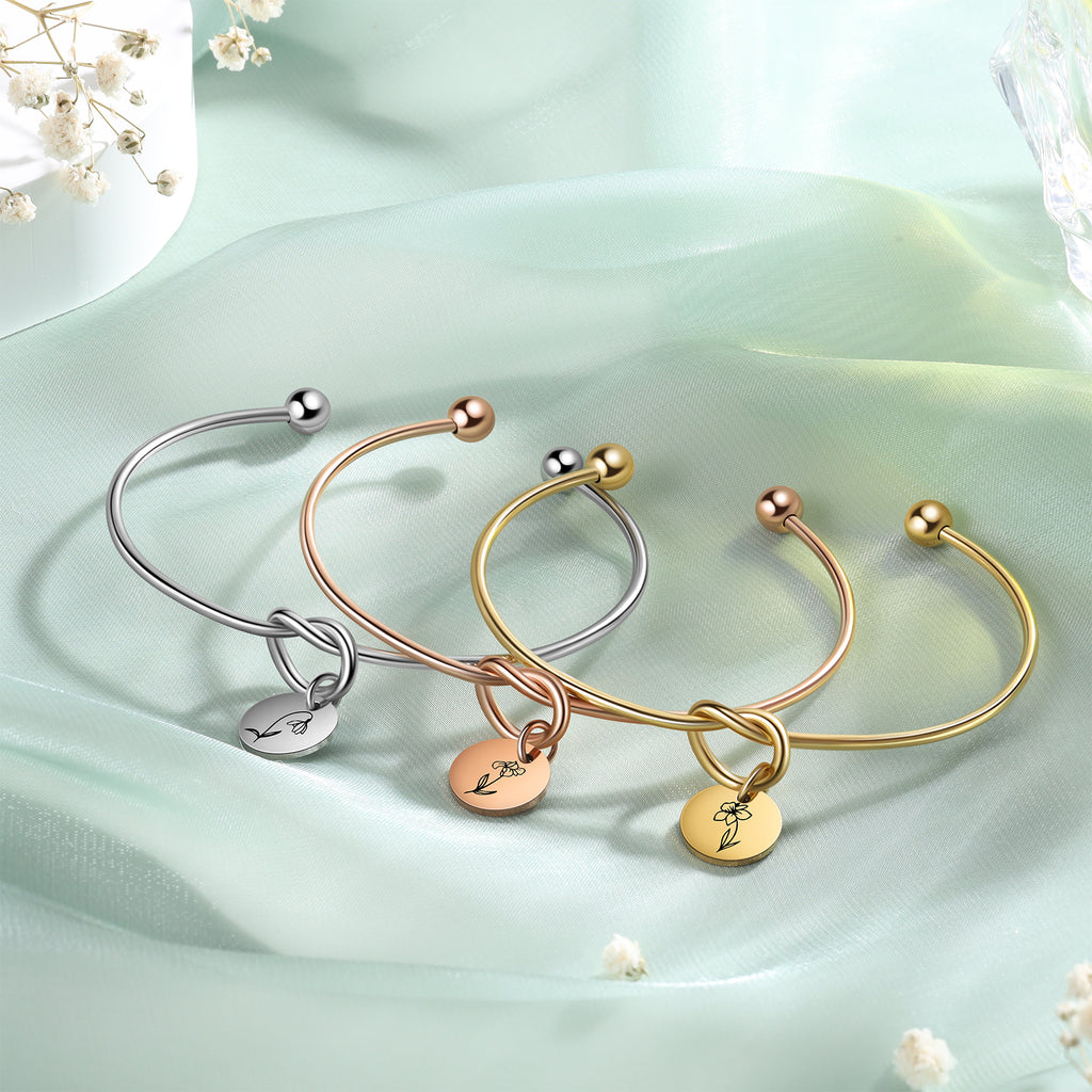 Custom Birthflower Bnagle Bracelet