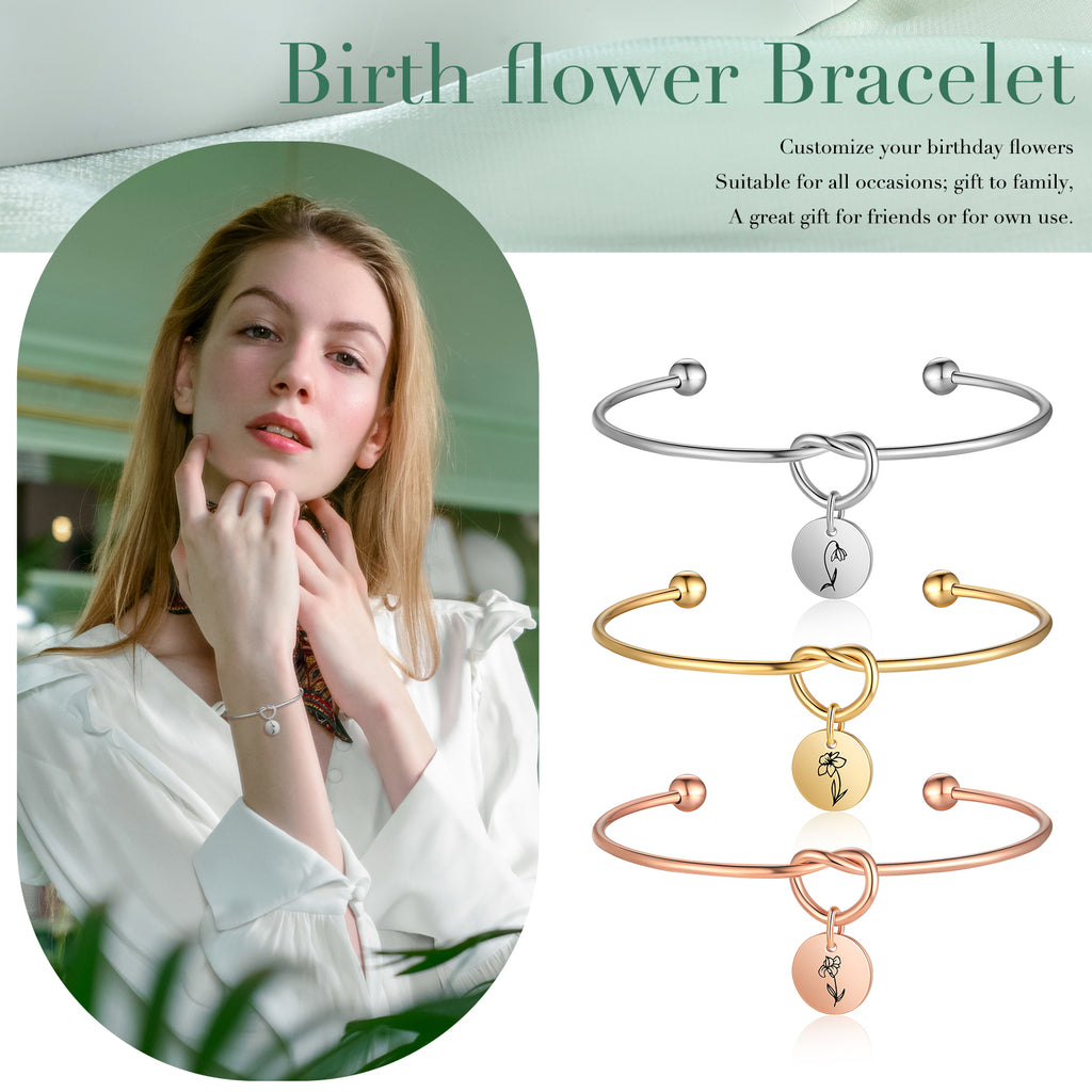 Custom Birthflower Bnagle Bracelet