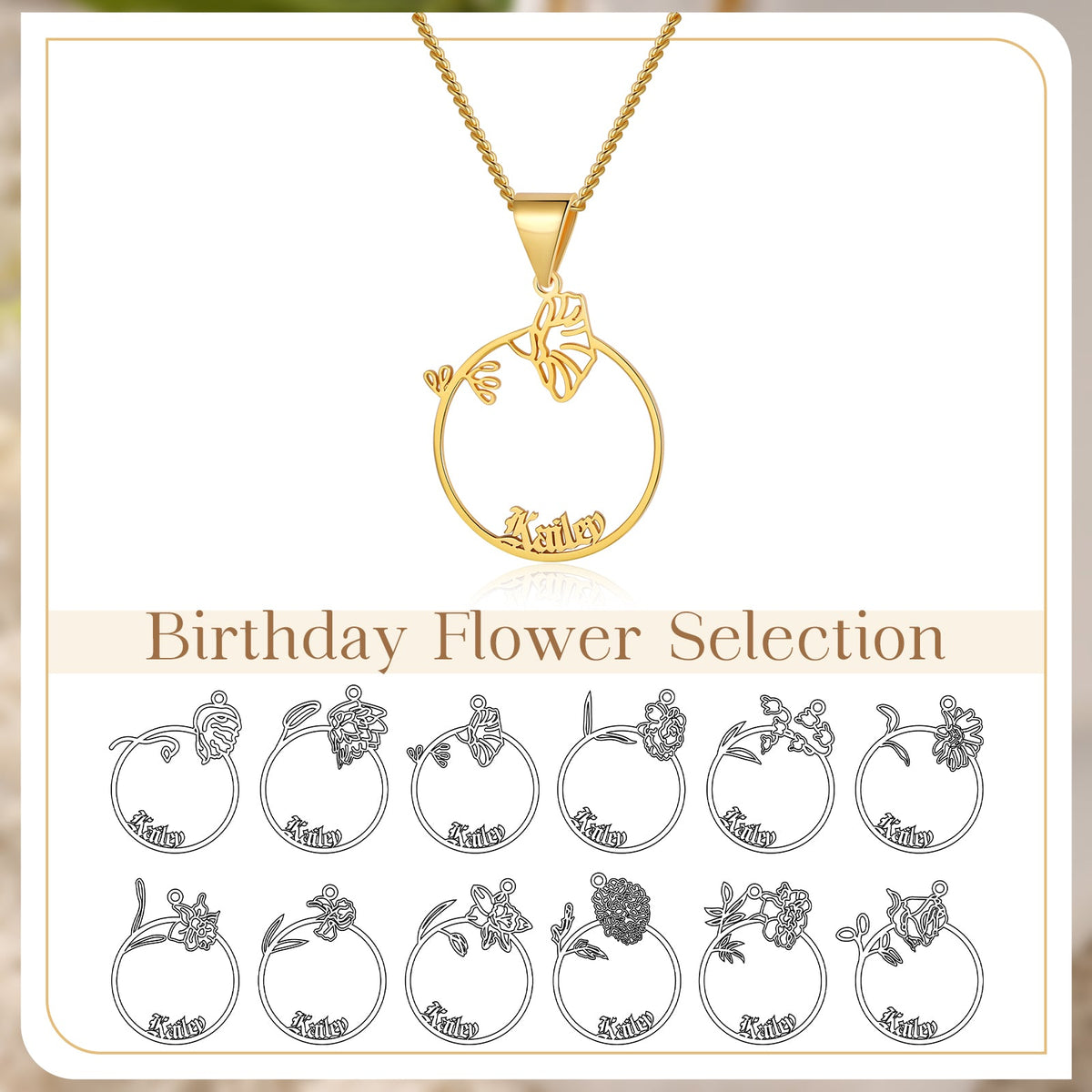 Persoanlized Birthflower Necklace