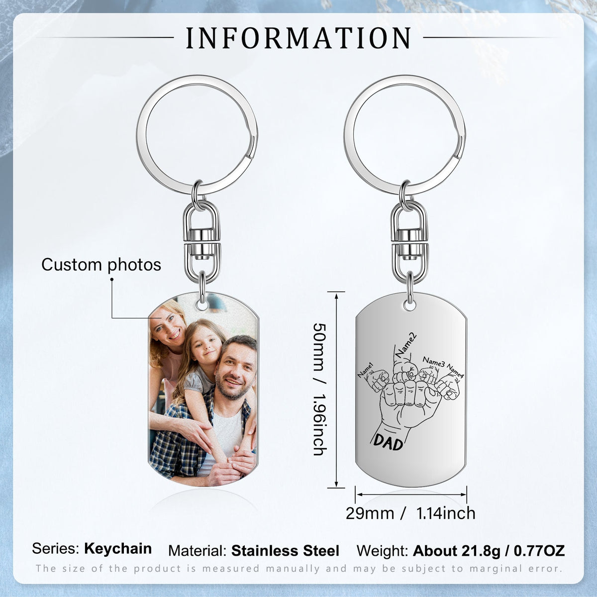 Custom Stainelss Steel Photo Keychain