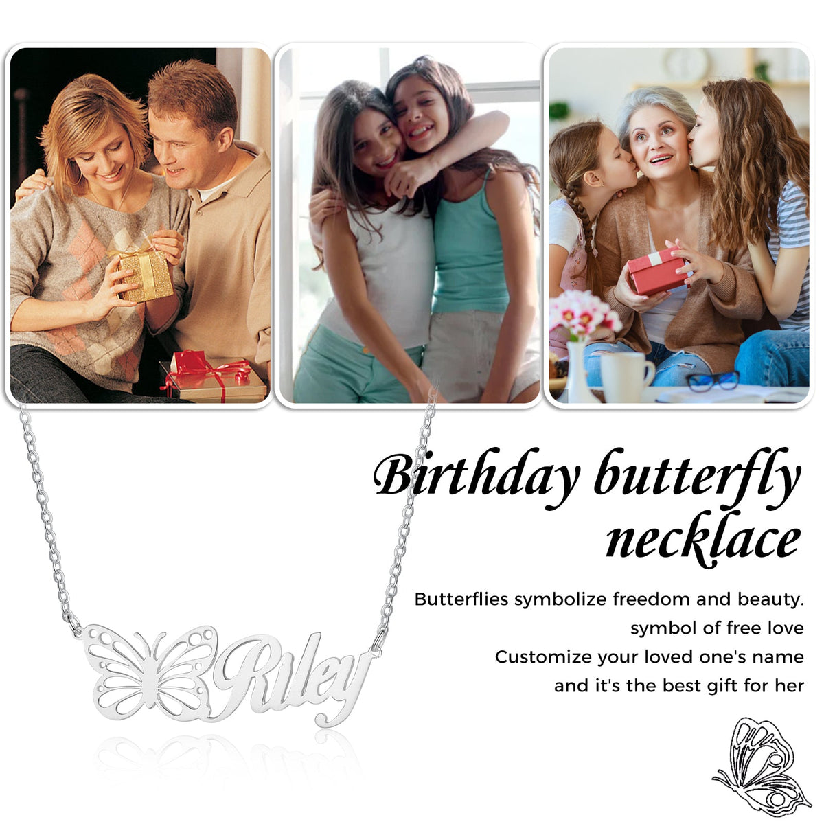 Custom Butterfly Name Necklace