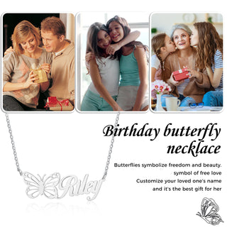 Custom Butterfly Name Necklace