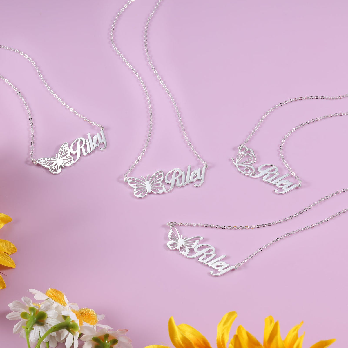 Custom Butterfly Name Necklace