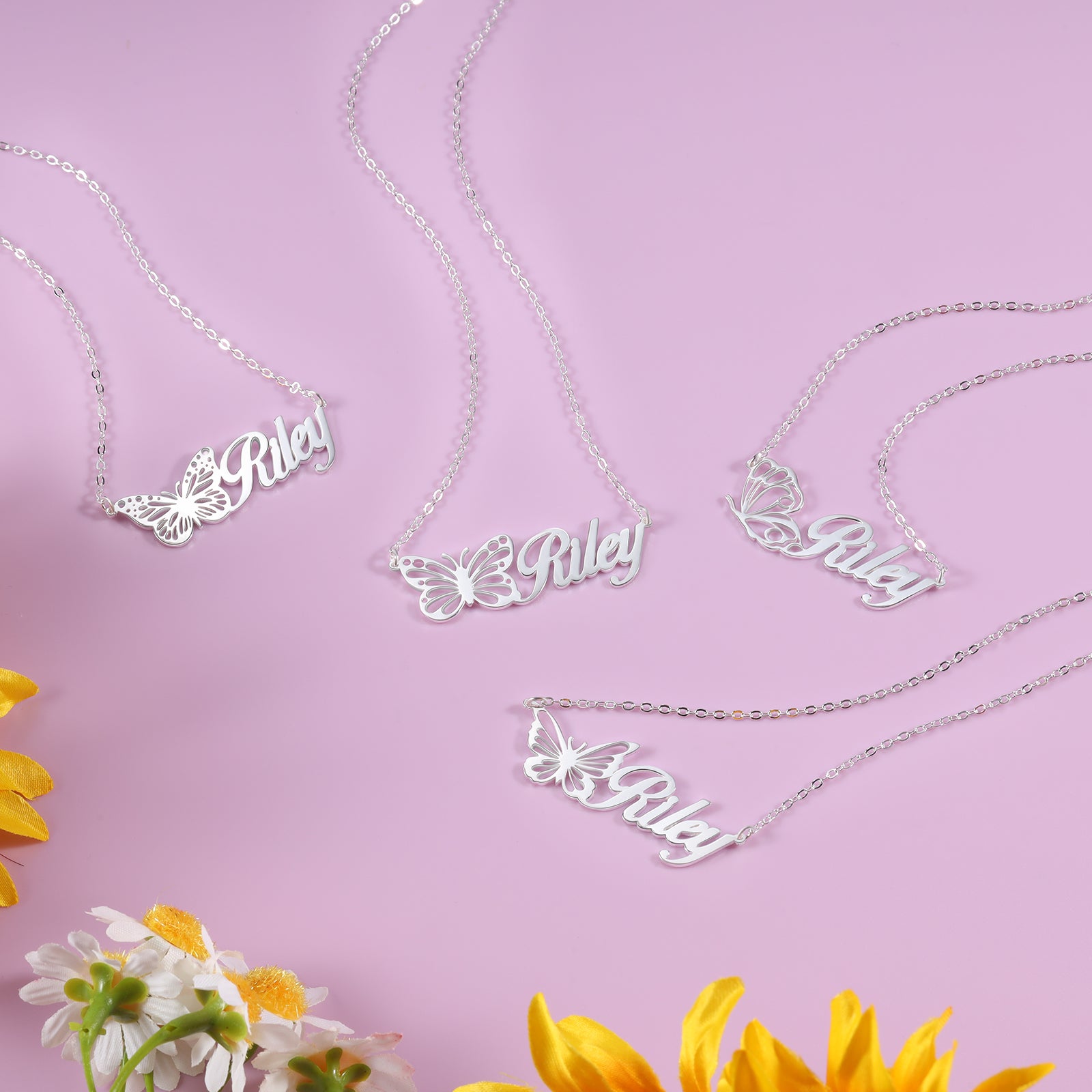Custom Butterfly Name Necklace