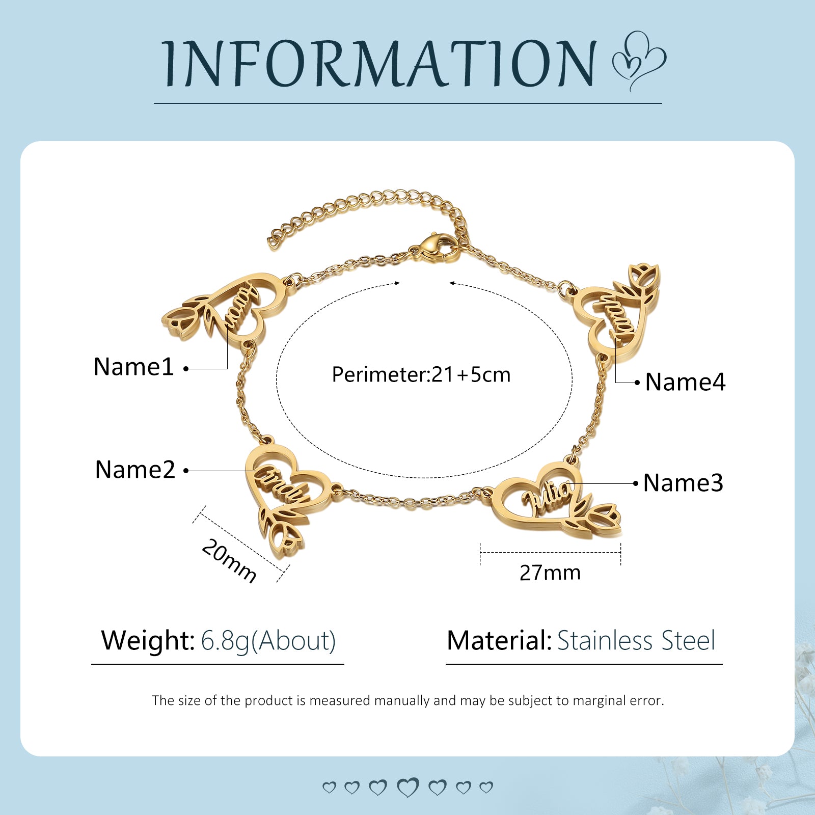 Custom Name Heart Anklet