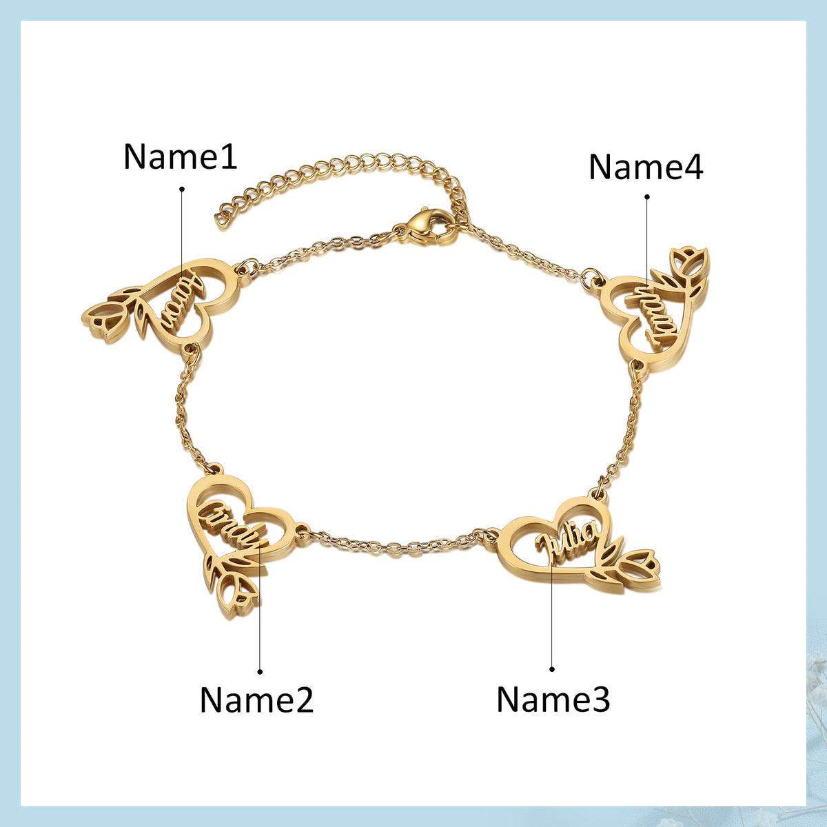 Custom Name Heart Anklet