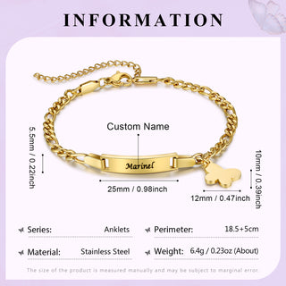 Custom Name Anklet with Butterfly