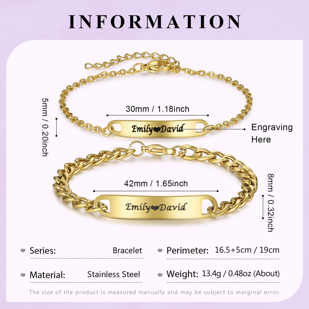 Custom Stainless Steel Couple Bracelet