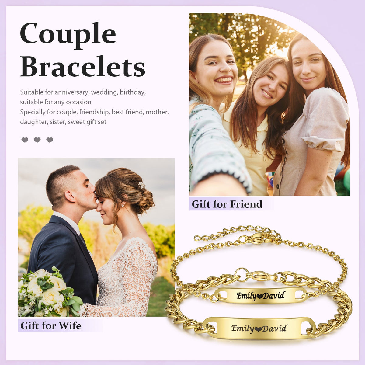 Custom Stainless Steel Couple Bracelet