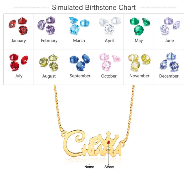 Custom Name Necklace with Crowm