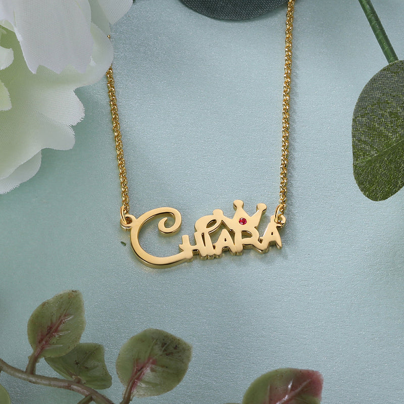 Custom Name Necklace with Crowm