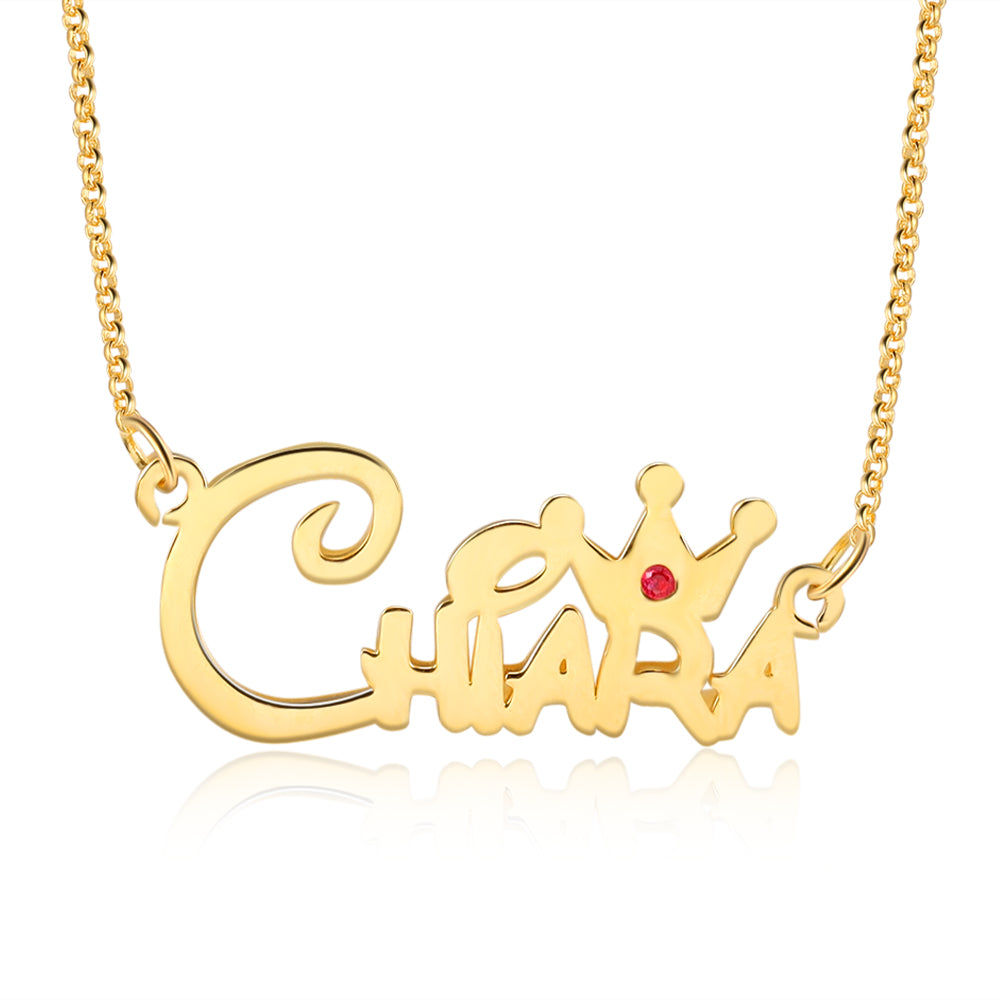 Custom Name Necklace with Crowm