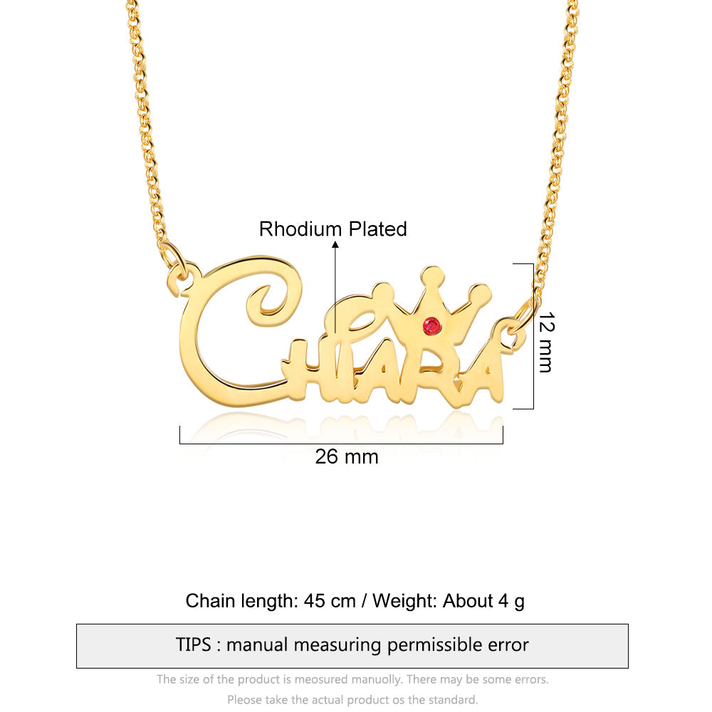 Custom Name Necklace with Crowm
