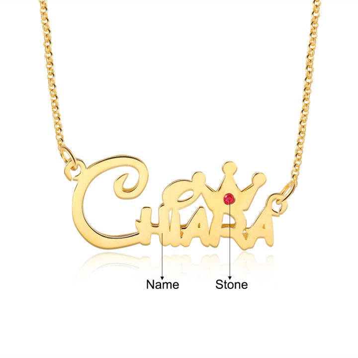 Custom Name Necklace with Crowm