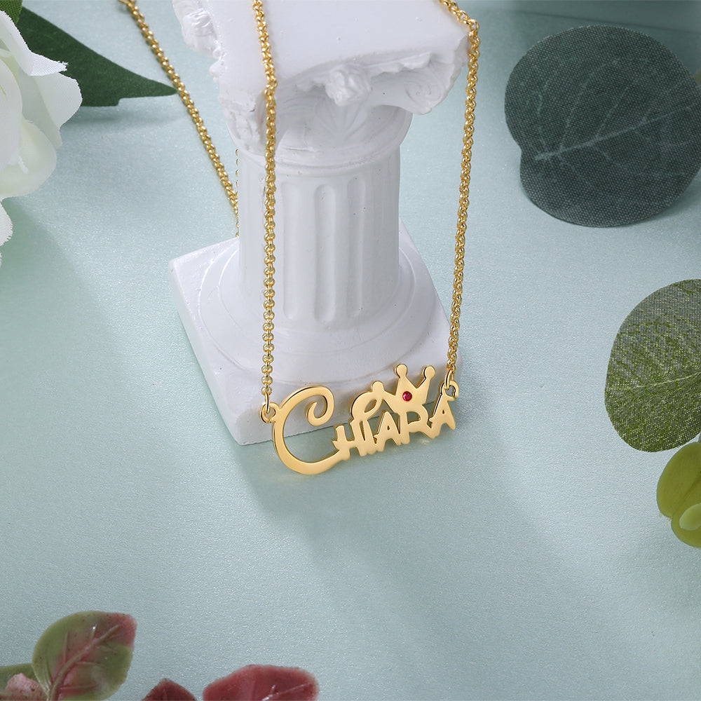 Custom Name Necklace with Crowm
